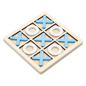 लकड़ी के xo तीन-लिंक टिक-टैक-टो बच्चों के प्रारंभिक शैक्षिक खिलौने अवकाश टेबल गेम ब्लॉक
