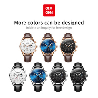 OEM 2882 Ay Evreli 42mm Büyük Kadranlı Erkek Kol Saati Kronograf Numaralı Ölçekli Quartz Saat Erkekler İçin Su Geçirmez Işıklı Abiye Saat