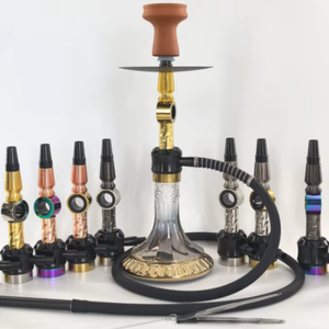 Set <span class=keywords><strong>de</strong></span> Hookah Chicha, Kit <span class=keywords><strong>de</strong></span> Shisha con Base <span class=keywords><strong>de</strong></span> Vidrio y Vástago <span class=keywords><strong>de</strong></span> Metal Dorado, 12 Vástagos <span class=keywords><strong>de</strong></span> Colores Intercambiables, Diseño para Fiestas, Bares, Hogar y Exteriores - Product Image 2