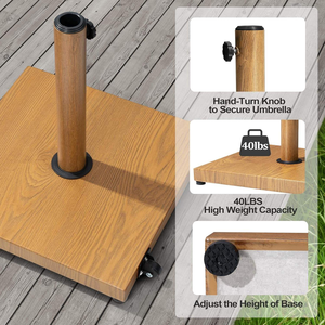 Base de parasol de patio robuste pour extérieur, support <span class=keywords><strong>carré</strong></span> en béton, compatible avec les parasols de marché de 6 à 12 pieds, brun teck - Product Image 4