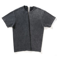 Kaos Pria Vintage High Street Model Longgar Sporty Bahan Tebal Custom Drop Shoulder Batik Washed Ukuran Besar