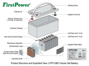 Batterie gel 12V 80Ah résistante aux basses et hautes températures pour système solaire, télécommunications, alarme, fauteuil roulant électrique, UPS - Product Image 5