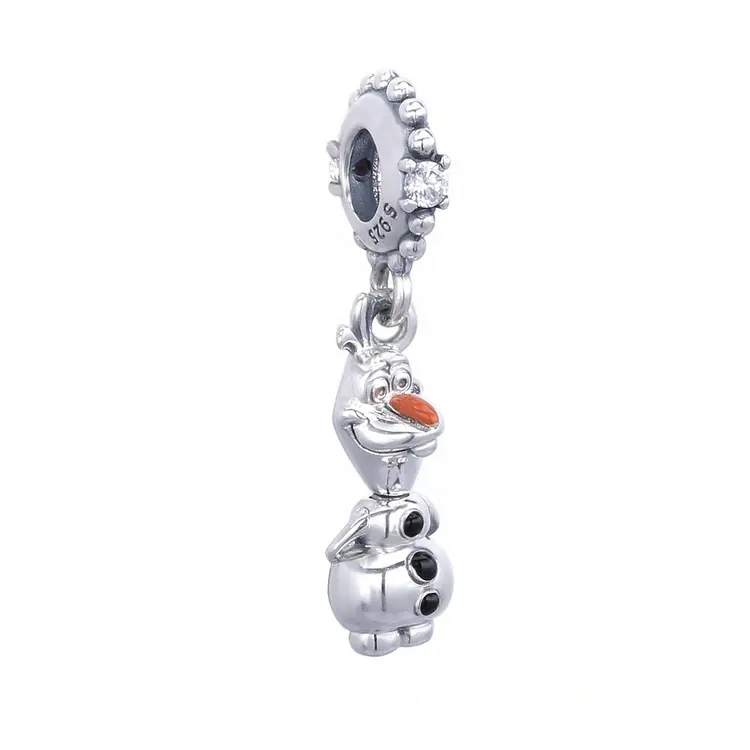 Fun design movie inspired snowman charm silver beads 925 sterling silver pendant
