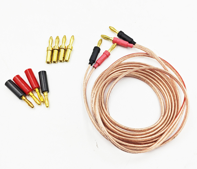 14 AWG Speaker Cable Wire with Banana Plugs 14Ga Gauge Banana Wire for Bi-Wire Bi-Amp HiFi Surround Sound - 99.9% OFC Copper