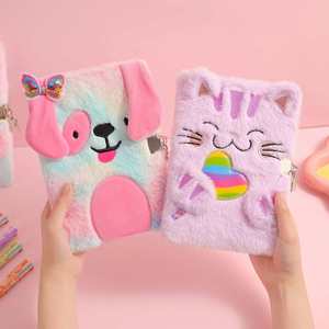Kids Writing Drawing Hardcover Fuzzy Journal Puppy Kitten Cat Diary Notebook for Girls With Lock and Keys - Product Image 6