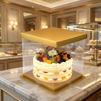 Boîtes à gâteaux premium de 4 pouces avec couvercles dorés et parois latérales transparentes, stock d'usine disponible en gros