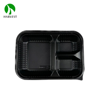 Conteneurs de préparation de repas en plastique à micro-ondes boîte de repas à emporter jetable à 3 compartiments avec couvercles