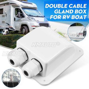 Caja de Conexiones ABS con Doble Entrada de Cable, Caja de Entrada de Cable Doble para Autocaravana, Blanca, con Doble Orificio, Accesorios para RV, Yate y Automóvil - Product Image 1