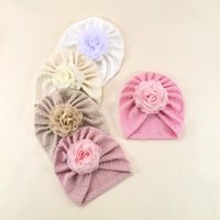 Conjunto de Gorro y Calcetines de Gasa con Flores Tejidas para Bebé, Accesorios Transpirables para Bebés de 0 a 6 Meses