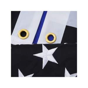 Bandiera della Linea Blu Sottile di Qualità Superiore per Forze dell'Ordine, Dimensioni Personalizzate, Stile Volante, Stelle Stampate in Letterpress, Ottone - Product Image 4