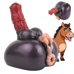 Fantasie Siliconen Dual Use Penis Stroker Met Paard Dildo Koppels Anale Seks Wederzijds Plezier Dubbele Gaten Masturbators Volwassen Seksspeeltjes - Product Image 1