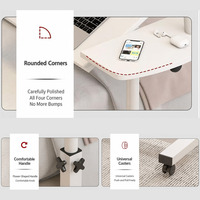 Bureau d'ordinateur portable, table de chevet, réglable en hauteur, plateau rotatif à 360 degrés, créatif, minimaliste, portable, en bois, rectangulaire, bureau