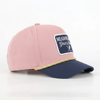 Casquette de baseball personnalisée en coton sergé bicolore rose et bleu marine avec patch tissé et visière incurvée pour hommes et femmes, style sport snapback