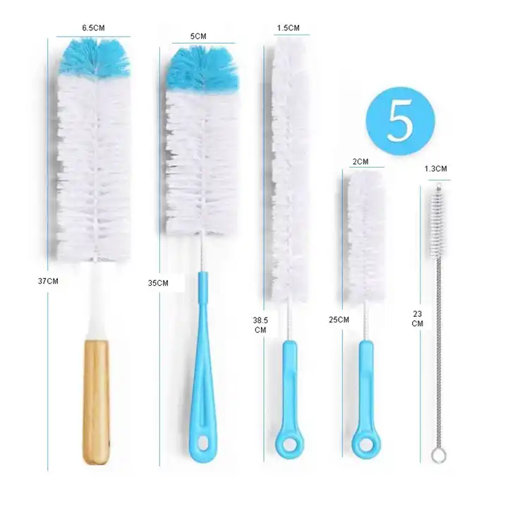 Bottle Brush 5 Pack Cleaner Set - Straw Cleaning Brush & Long