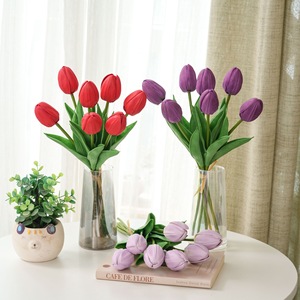 Flores Artificiales de Tulipán Grass And Tree Wisdom, Decoraciones de Boda de Plástico, Rojo, Morado, Rosado, Verde, Morado Claro, Morado Oscuro - Product Image 1