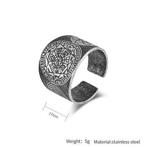 Punk Retro titanio Acero inoxidable Solomon <span class=keywords><strong>Kabala</strong></span> misterio siete estrellas corre anillos de tamaño ajustable para hombres joyería de roca - Product Image 2