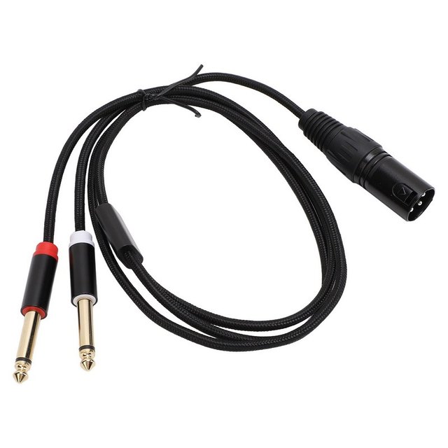 Dual 6.35mm TS Male to XLR 3 Pin Male Cable Dual 1/4 Inch Mono to XLR Y Splitter Cord for Microphone Mixer