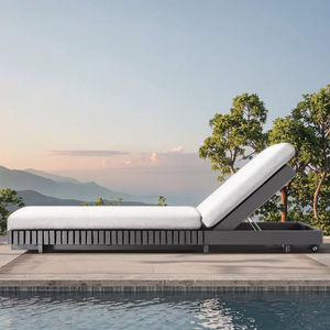 مقعد واحد تصميم فاخر الألومنيوم الشاطئ المتسكع الشمس في الهواء الطلق بجانب المسبح أثاث خشب الساج لمستودع الطعام استخدام النسيج المتين - Product Image 5