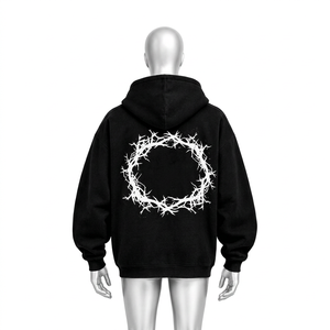 Sweat-shirt à capuche unisexe décontracté surdimensionné en molleton 100 % coton, écologique, style streetwear gothique - Product Image 1