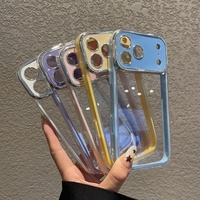 Coque de téléphone portable avancée en diamant pour iPhone 18 17 16 15 14 Pro Max, avec placage électrolytique et colle goutte à goutte, dos transparent