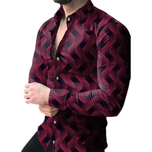 Erkek uzun kollu elbise gömlek parlak rahat düğme aşağı gömlek lüks parti balo gömlek vehomme Homme - Product Image 5