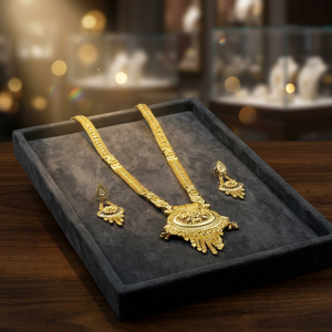 Venta al por mayor 14K 18K 24K Micro Gold Plated Floral Design Joyería tradicional, joyería de moda, Micro Gold Forming Long Jewelry Set. - Product Image 2
