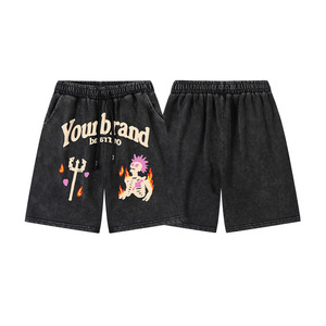 Thời Trang Đường Phố Hip Hop Cổ Điển Tùy Chỉnh In Axit Rửa Mồ Hôi Quần Short Nam - Product Image 3