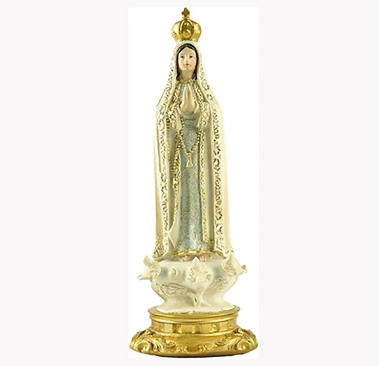 Reçine biblo katolik meryem heykelcik Fatima Our Lady heykeli (8 inç boyunda) ev dekorasyon için dua