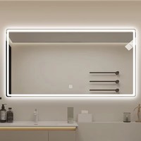 Miroirs de salle de bain LED décoratifs pour hôtel, nouvelle conception, miroirs rectangulaires intelligents éclairés
