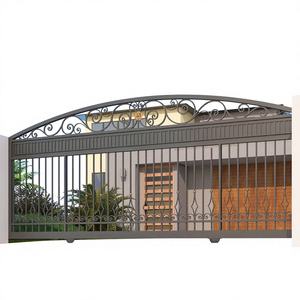 Portail coulissant en fer forgé orné de style néoclassique, sur mesure, artistique, forgé à la main, style français, entrée de villa, modélisation 3D personnalisée - Product Image 1