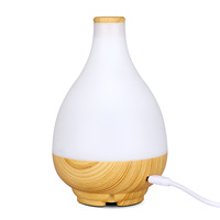 Diffuseur d'arômes USB en plastique imitation bois avec humidificateur ultrasonique LED à lumière chaude, diffuseur d'huiles essentielles écologique pour la maison
