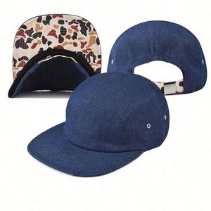 New Fashion Cotton Denim Retro <b>Flat</b> Rim 6-Panel Baseball Hat Outdoor Casual Hip Hop <b>Men</b> Women Two Tone Color Snapback <b>Cap</b> - Product Image 1