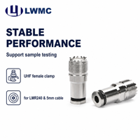 Connecteur femelle UHF LWMC à pince pour câble LMP240 et câble de 5 mm, VSWR 1.2 MAX, corps en laiton plaqué alliage ternaire (3 µm)