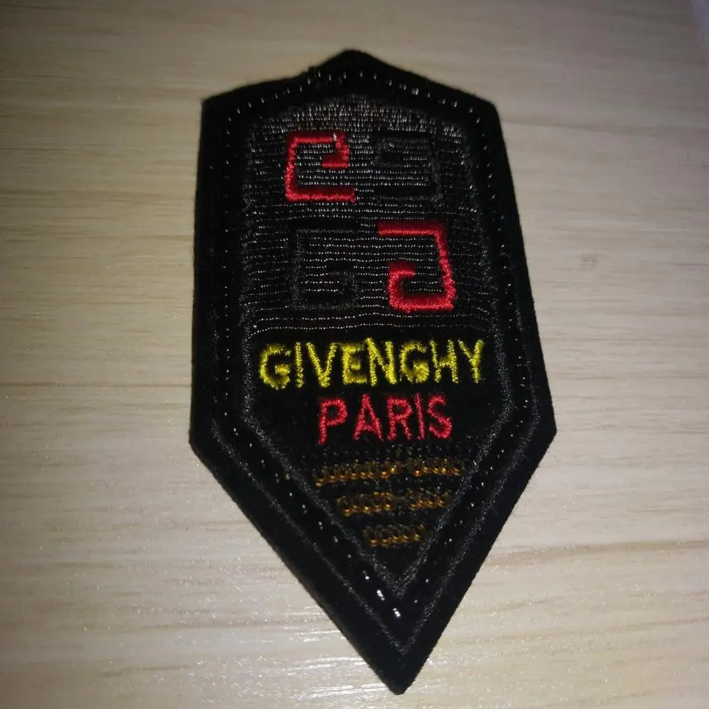 custom 3D metal Glitter Beads Sequin Embroidered logo soft rubber pvc patch for clothes bags shoulder patch leather patch