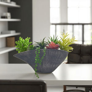 Arrangement décoratif en forme de bateau assorti Pot en ciment pour la maison, la <span class=keywords><strong>cuisine</strong></span>, le bureau Décor de graduation Vert pour étagère de bureau - Product Image 6