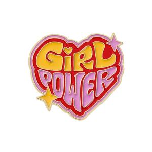 Broches en métal en forme de cœur avec inscription « Girl Power » en émail rose coloré, badges de revers féministes pour cadeaux d'amis - Product Image 6