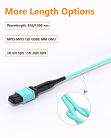 Kabel Trunk MPO ke MPO 50/125μm Multimode OM4 (8 Serat, MPO ke MPO Female, Tipe B, LSZH/Riser, UPC, Aqua) 1.5m (4.9ft)