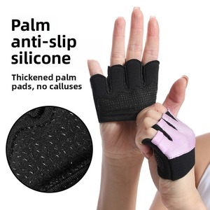 <b>Half</b> Finger Gym Gloves Pink Black Weight Lifting Breathable Non <b>Slip</b> Adjustable Wrist Strap Unisex Fitness Gloves - Product Image 3