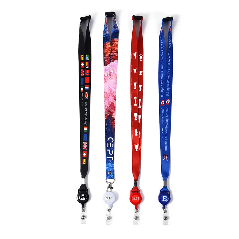 Customized YOYO Neck Strap Heat Transfer Sublimation Polyester Lanyard Retractable ID Badge Holder for Card Holder