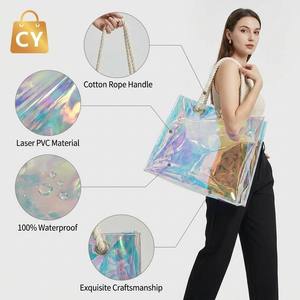 Sac Holographique Arc-en-ciel Imperméable en PVC avec Poignée en Corde pour Plage, Déjeuner, Concerts, Mariages, Anniversaires, Stades - Product Image 6