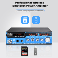 Mini Güç Amplifikatörü, 2 Mikrofon Girişi, Eko Bas Tiz Kontrolü, USB SD FM Radyo, Uzaktan Kumandalı Hifi Stereo Karaoke Amfisi