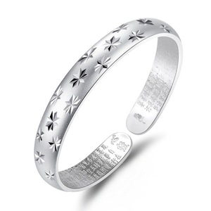 Brazalete de Aleación con Patrón Estrellado, Estilo Antiguo, <span class=keywords><strong>Sutra</strong></span> <span class=keywords><strong>del</strong></span> Corazón, Dama Noble, Vintage, Electrochapado, Abierto, Regalo para Mamá, Estilo Chino - Product Image 5
