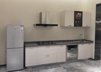 Meuble de cuisine modulaire contemporain en acier inoxydable 304 durable, finition acrylique ignifuge écologique, granit artificiel pour la maison