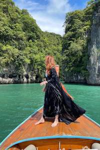 Direct des fournisseurs Kimono Poncho de grande taille pour femmes, vêtements de plage décontractés et décontractés, robe tissée longue au sol - Product Image 5