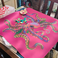Tapis de mahjong américain de 31,5 pouces, imprimé pieuvre arc-en-ciel, tapis antidérapant pour le poker et les soirées de jeux colorées