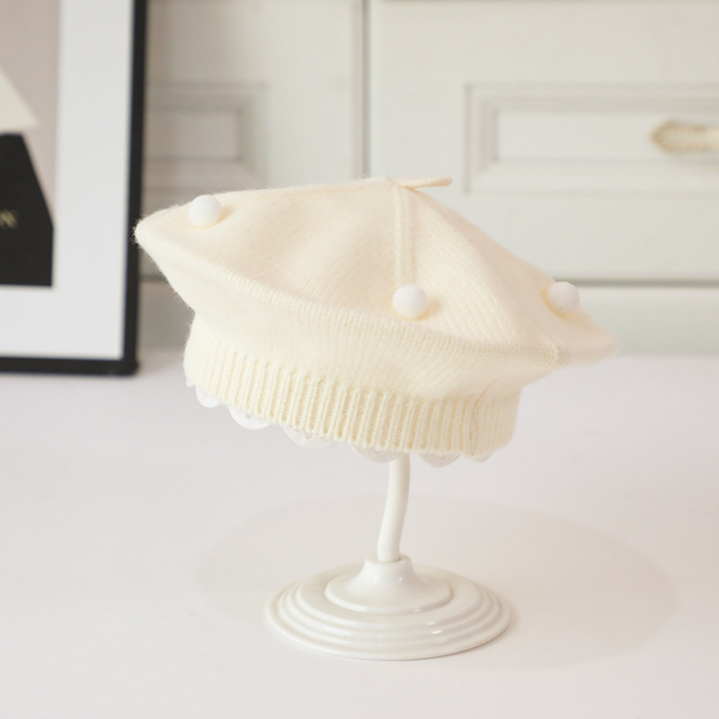 blanc [béret en fil boule ronde]