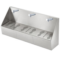 Produits d'hygiène - Fabricant fiable - Bac à ablution en acier inoxydable robuste pour le lavage des pieds - Évier à ablution Wudu - Trois stations