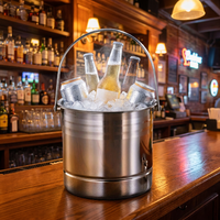 Seau à glace portable multifonction 1,6 L avec séparateur d'eau glacée pour le camping, les pique-niques, la bière, le champagne, en acier inoxydable, robuste