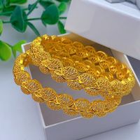 Bracelet jonc articulé ajouré plaqué or, style filigrane vintage, large et sculpté, pour femme, bijoux de mariage et de fête