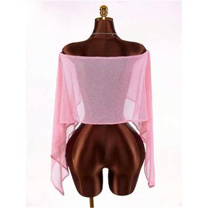 Poncho Cache-maillot de plage asymétrique en maille ajourée pour femme, épaules dénudées, 1 pièce - Product Image 3